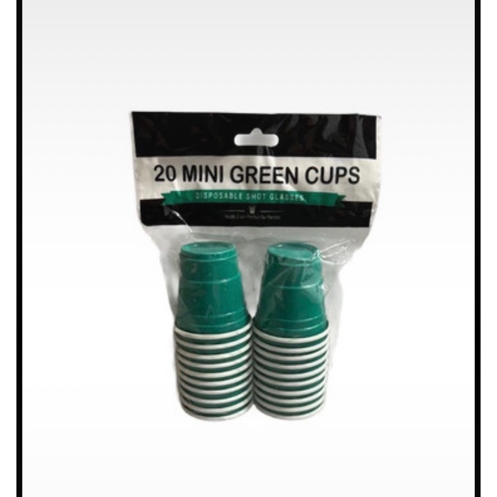 20 Mini‎ Green Cups Disposable Shot Glasses 2oz Plastic Party Supplies 20 Count